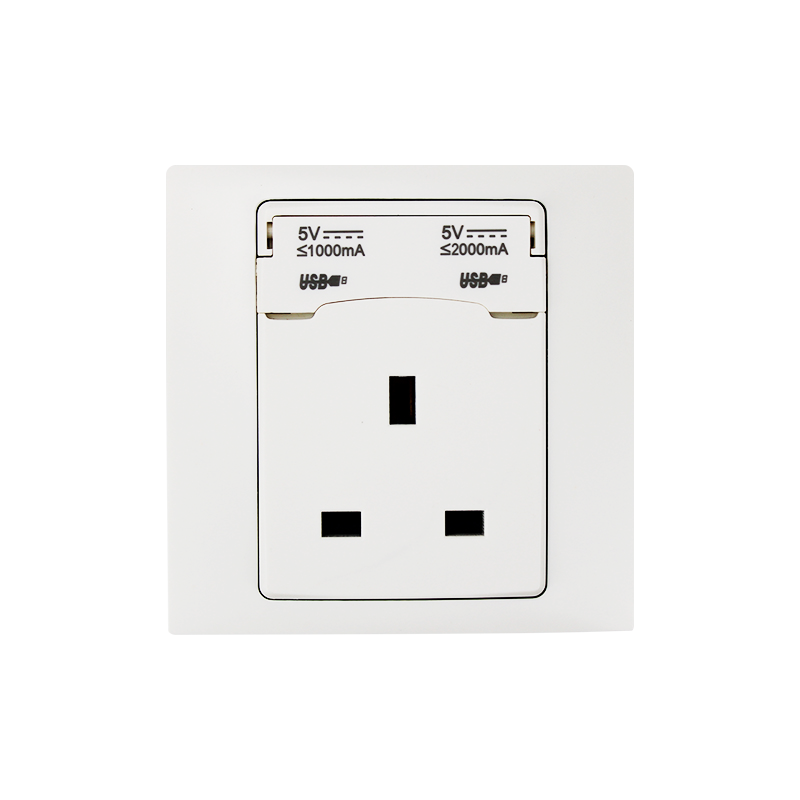 13A 1 Gang Socket se 2 USB (2,1A) HK6113S-UB